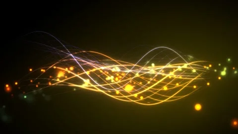 A mesmerizing display of glowing, wavy light trails moving across the screen Stock Footage 340141818