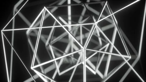 A mesmerizing display of illuminated geometric shapes creating a dynamic,  動画素材 285304502