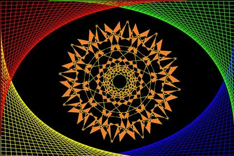 A Mesmerizing Display of Multi-Colored Patterns and Spiritual Harmony Stock Illustration