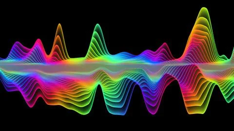 A mesmerizing display of vibrant rainbow colors radiates against a stark blac Stock Illustration