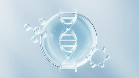 A mesmerizing dna strand spinning gracefully inside a droplet of pure water.. Stock Footage 332336204