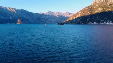 A mesmerizing drone footage captures the stunning beauty of Boka Kotorska Bay Stock Footage 242462971