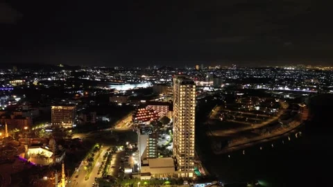 Mesmerizing drone perspective of a vibrant metropolis glowing brightly unde.. Stock Footage 325206206
