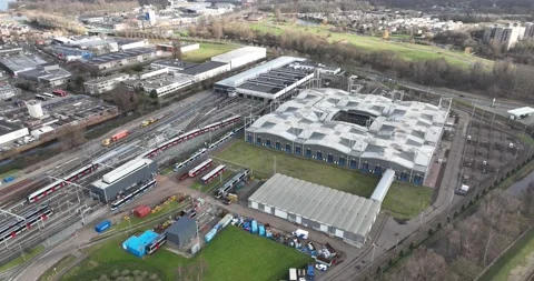 A mesmerizing drone video showcases the inner workings of a public transport Stock Footage 233971520