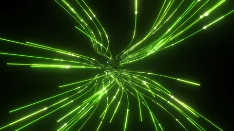A mesmerizing dynamic visual of a pulsating green light spreading from a central Stock-Footage 340300199