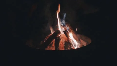 Mesmerizing flames in a fire place in slow motion Stock Footage 335807341