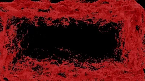 The mesmerizing flow of red particles in the frame of the screen. Stock Footage 304028189