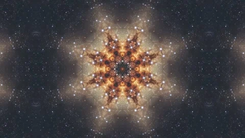 A mesmerizing fractal pattern resembling a cosmic flower in a starry backgr.. Stock Footage 292595797
