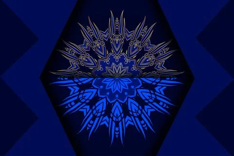 Mesmerizing Geometric Mandala Pattern With Blue Gold And White Colors Stock-Illustration