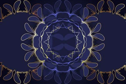 Mesmerizing Geometric Mandala Pattern With Blue Gold And White Colors Stock Illustration