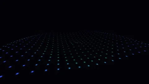A mesmerizing grid of glowing blue and green lights against a black backgroun Video stock 338309757