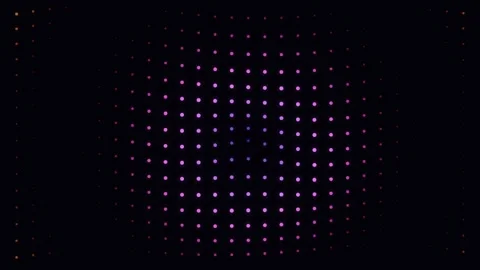 A mesmerizing grid of glowing pink and blue lights on a deep black background Video stock 335117448