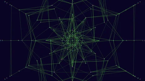 Mesmerizing interconnected star pattern in green and blue lines Vídeos de archivo 274174875