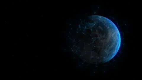 Mesmerizing interconnections, blue-glowing Earth surrounded by satellites Stock Footage 281489317