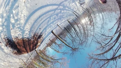 Mesmerizing Journey through a Snowy Forest A 360-Degree Virtual Reality Stock Footage 264284462