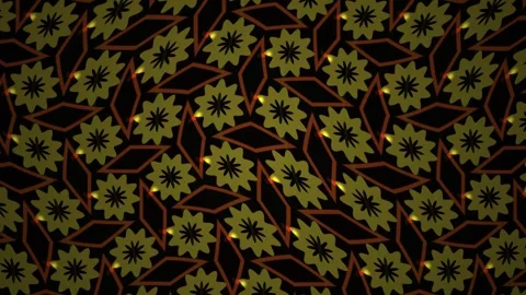Mesmerizing Kaleidoscope Pattern with Glowing Floral Motifs and Dynamic Geo.. Stock Footage 340526423