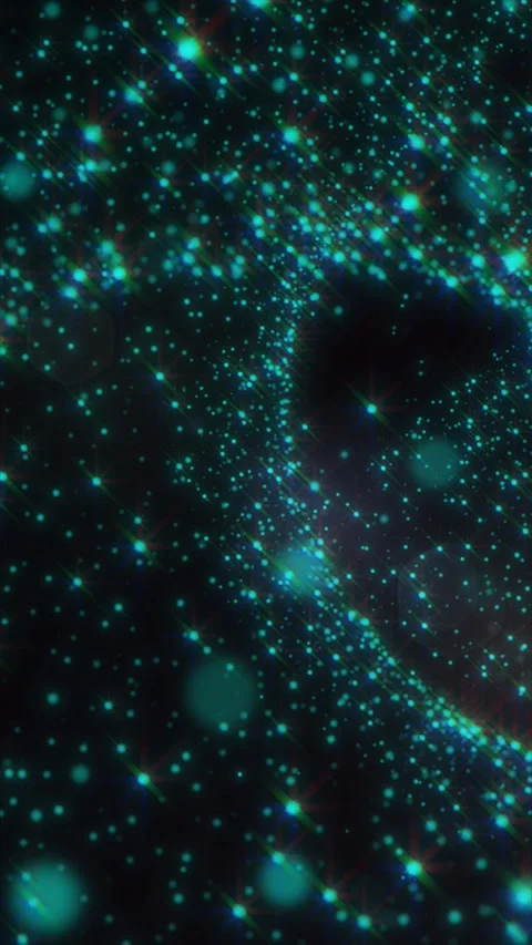A mesmerizing light show features glowing particles drifting through a dark Stock Footage 313047824