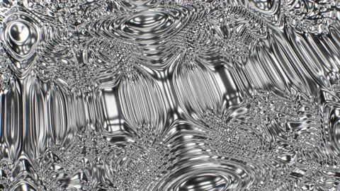 Mesmerizing Liquid Waves of Shiny Metallic Silver Flowing 3D Pattern Stock Footage 153303467