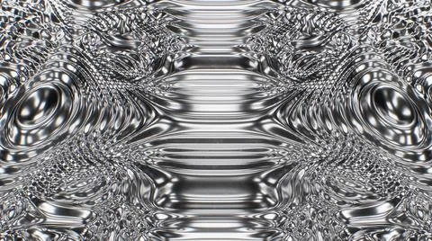 Mesmerizing Liquid Waves of Shiny Metallic Silver Flowing 3D Pattern Stock Photos