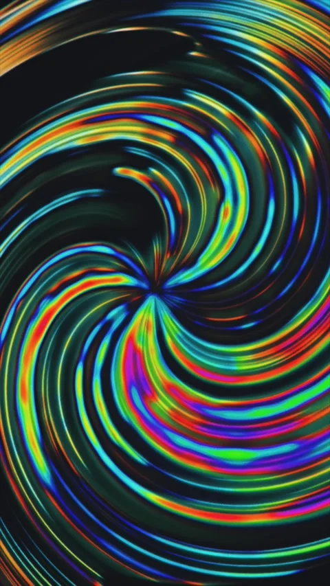 Mesmerizing neon colored lines spiral and radiate from a central point Video stock 331531119