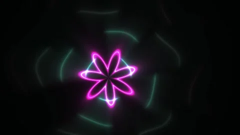 Mesmerizing Neon Flower Animation with Pulsing Light Effects. Stock Footage 340526408