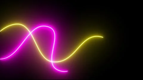 Mesmerizing neon light trails in pink and yellow dance across a dark background Stock Footage 319826653