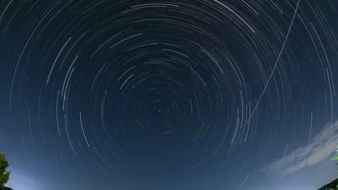 Mesmerizing Night Sky Star Trails Time Lapse Over Corfu Greece With Dramatic Stock Footage 343805012