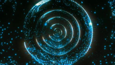 A mesmerizing pattern with particles of concentric circles in vibrant blue Stockillustratie