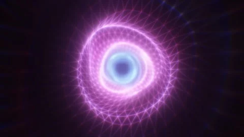 A mesmerizing pink and blue vortex with a geometric wireframe futuristic gl.. Stock Footage 283341778