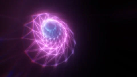 A mesmerizing pink and blue vortex with a geometric wireframe futuristic gl.. Stock Footage 292764865