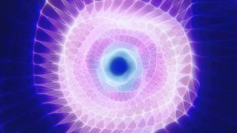 A mesmerizing pink and blue vortex with a geometric wireframe futuristic gl.. Stockillustratie