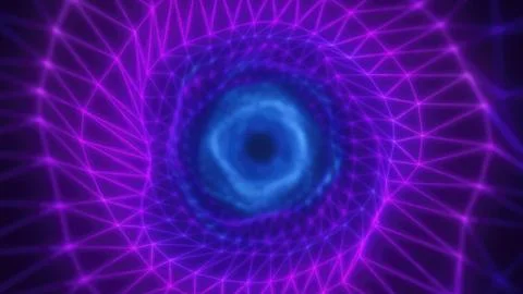A mesmerizing pink and blue vortex with a geometric wireframe futuristic gl.. Stock Photos