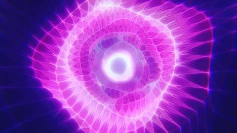 A mesmerizing pink and blue vortex with a geometric wireframe futuristic glow Stock Photos