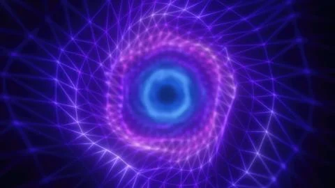 A mesmerizing pink and blue vortex with a geometric wireframe futuristic gl.. Stock Photos