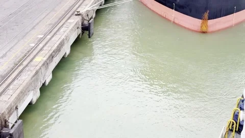 Mesmerizing River Whirlpool Eddy Forming in Port Harbor Waters During Daytim Stock Footage 331167478