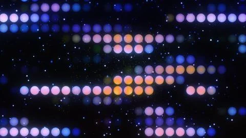Mesmerizing rows of luminous spheres in pink, blue, and orange softly radiate Stock Illustration