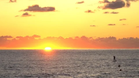 Mesmerizing sea sunset cloudy sky golden sun landscape ecology Stock Footage 116446780