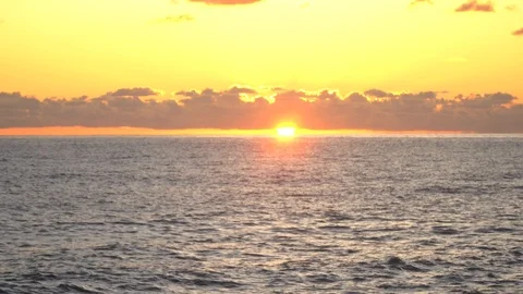 Mesmerizing sea sunset cloudy sky golden sun landscape ecology Stock Footage 116447050