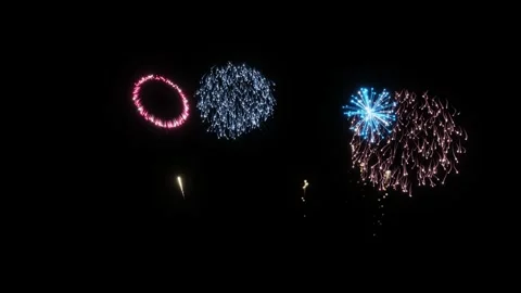 A mesmerizing sequence of colorful fireworks exploding against a deep night sky. Stock Footage 340141106