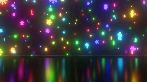 Mesmerizing Shower of Hippy Flowers Fall Above Shiny Gleaming Surface Stock Footage 242497460