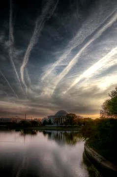 Mesmerizing sky patterns over the pond Stock Photos