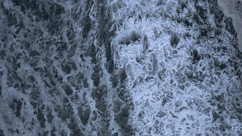 Mesmerizing slow motion churning whitewater, top-down aerial Stock Footage 112706568