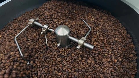 Mesmerizing Slow Motion Close Up of Freshly Roasted Dark Brown Coffee Beans.. 스톡 동영상 332155619