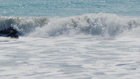Mesmerizing Slow Motion Footage of Waves Crashing on the Beach - Stock Video Stock Footage 345006996
