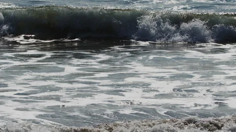 Mesmerizing Slow Motion Footage of Waves Crashing on the Beach - Stock Video Stock Footage 345007027