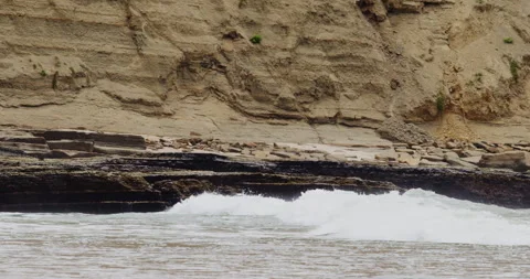 Mesmerizing Slow Motion Waves Crashing on Rocky Beach - High-Quality Stock Stock Footage 240966275