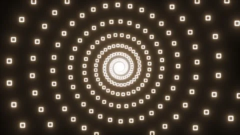 Mesmerizing spiral animation with glowing squares creating a dynamic visual Stock Footage 300844482