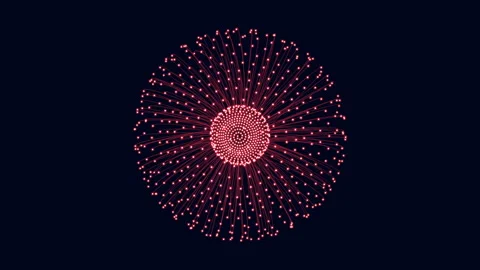 Mesmerizing spiral of glowing red dots in a circular pattern Stockbeeldmateriaal 292949408