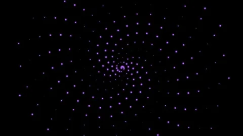 A mesmerizing spiral of small glowing dots against a deep black background Video stock 335118178