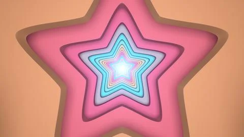 Mesmerizing Star Shape Layer Cutout 3D Tunnel In Soft Pastel Colors Stock Illustration